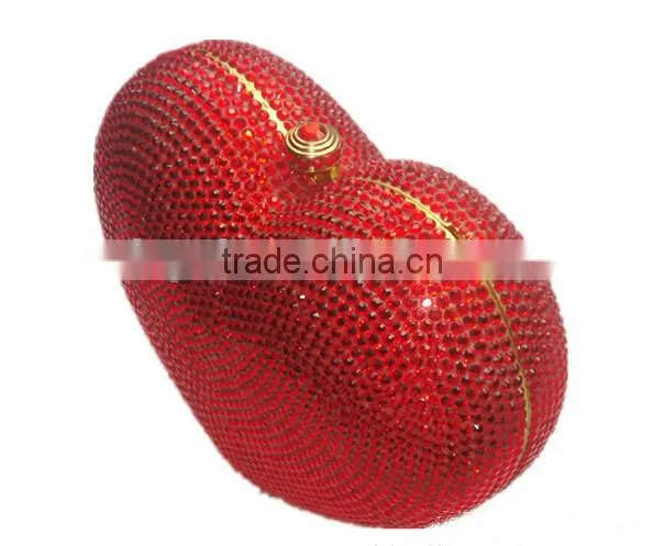Latest fashion full diamond heart-shaped evening bag