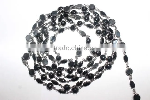 Black Onyx Marquise Bezel Setting Chains