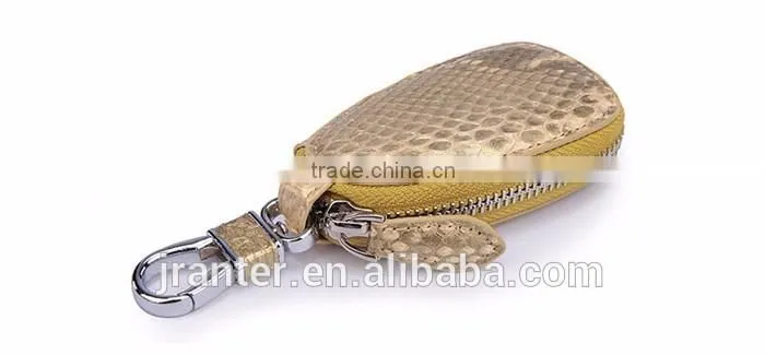 New fashion customized python snakeskin car key case,zipper key pouch,genuine leather car key holder