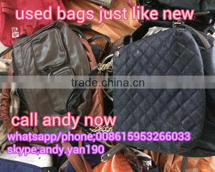 2015 fashionable wholesale second hand lady men used genuine leather bags