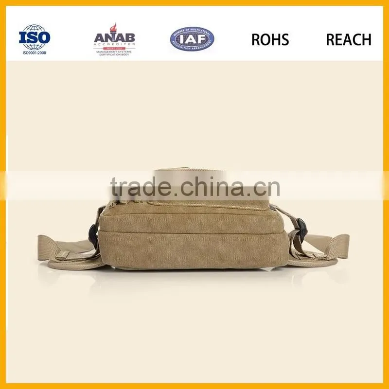 Classical Style Multilayer Adjustable Strap Canvas Waist Bag for Outdoor Cycling