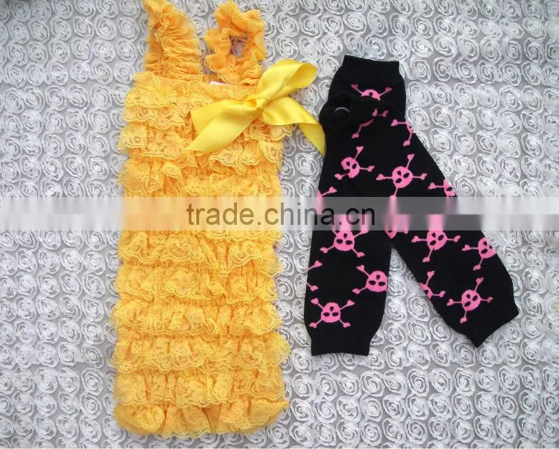 wholesale halloween matching romper and leg warmer outfit for baby girl