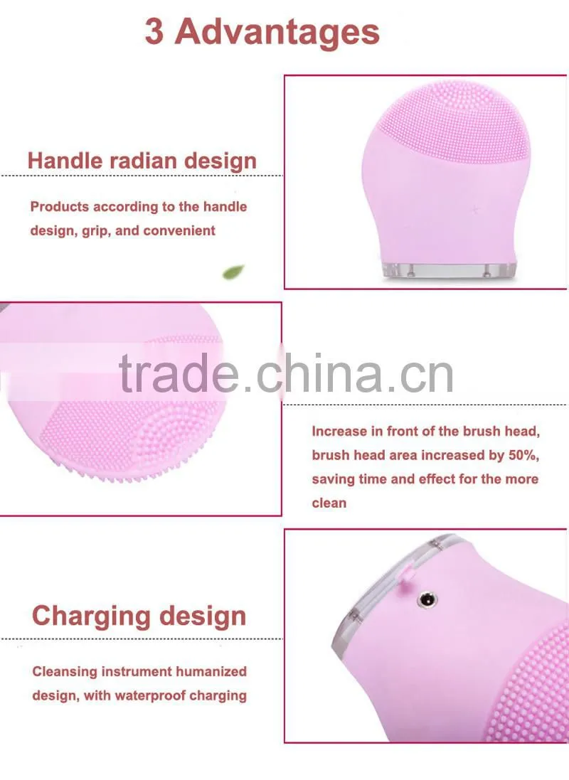 Rechargeable Beauty Ultrasonic Electric 3D Facial Cleaning Cleaner Brush Massage Face Cleansing Brush