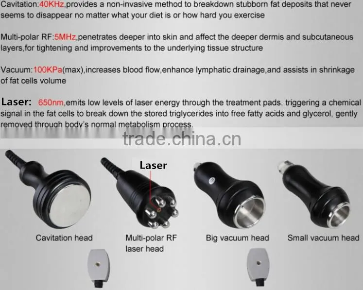 Cavitation Vacuum RF Laser beauty machine for cellulite reduction