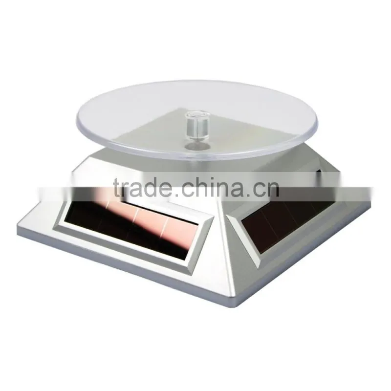 Solar Powered Jewelry Rotary Turntable Display Silver
