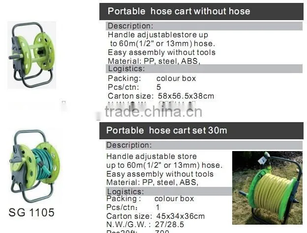 retractable hand hose reel with 15M pvc garden hose