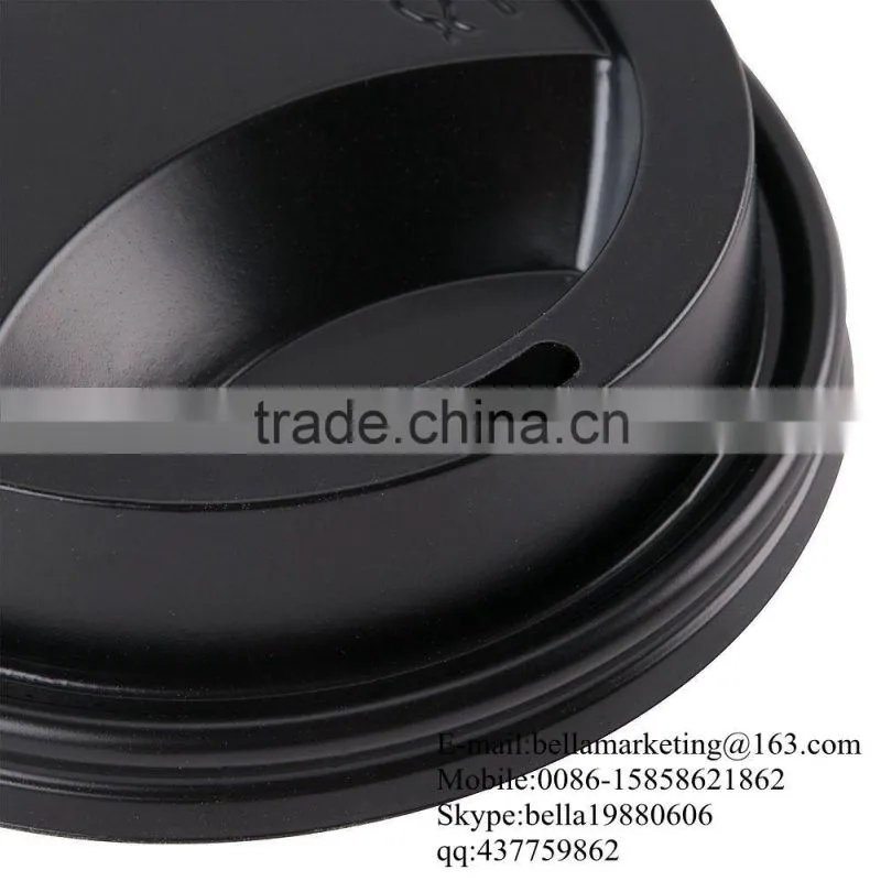 10, 12, 16, and 20 oz. Black Hot Paper Cup Travel Lid, Disposable Hot Coffee Cup Lids