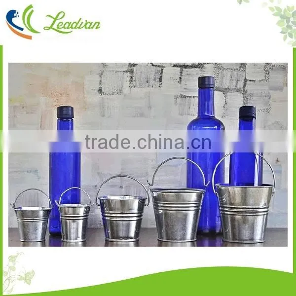 Small garden decorative galvanized metal flower pots set