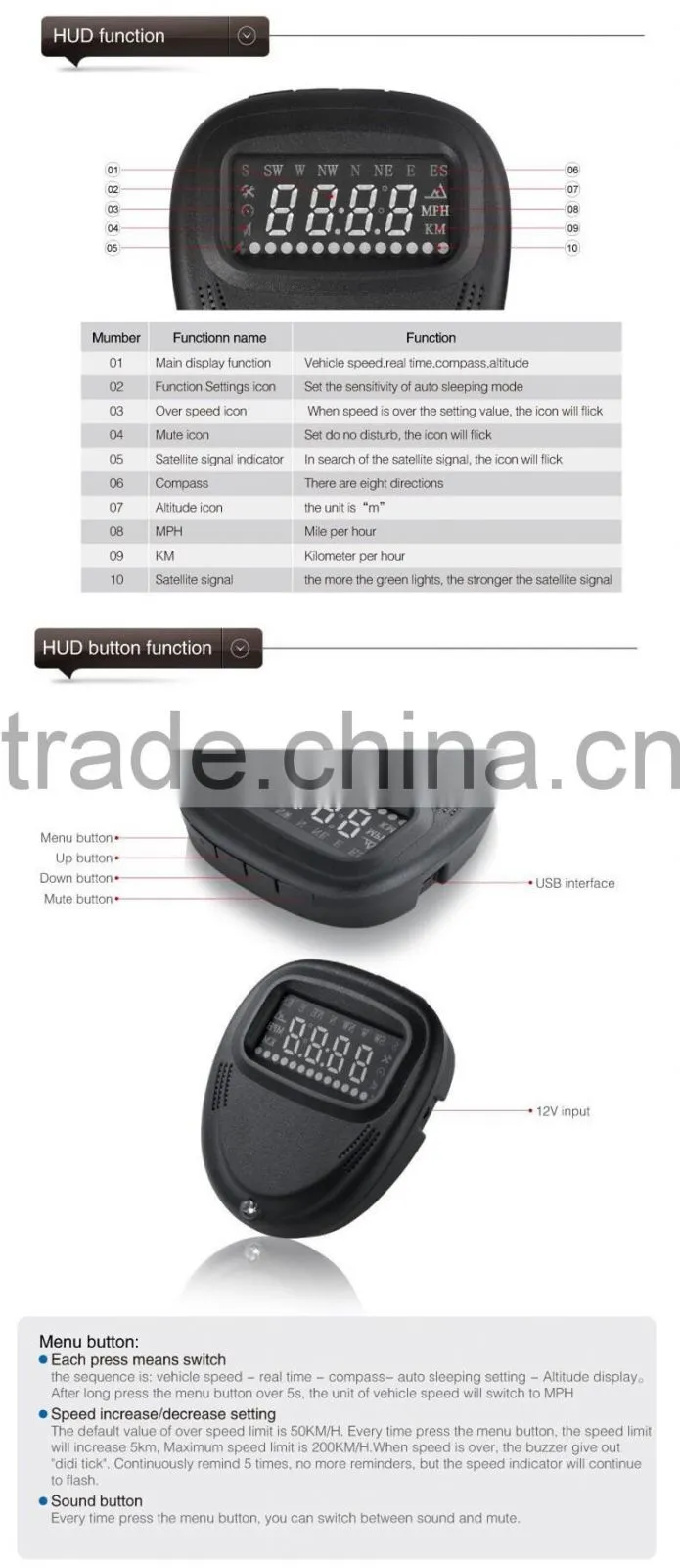 2016 Hot Sale Universal GPS HUD A1 Head Up Display Car OBD2 Speedometer KMH MPH Overspeed Alarm For All Cars