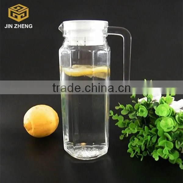 hexagonal hot drink cola water glass bottle with neck and plastic flap