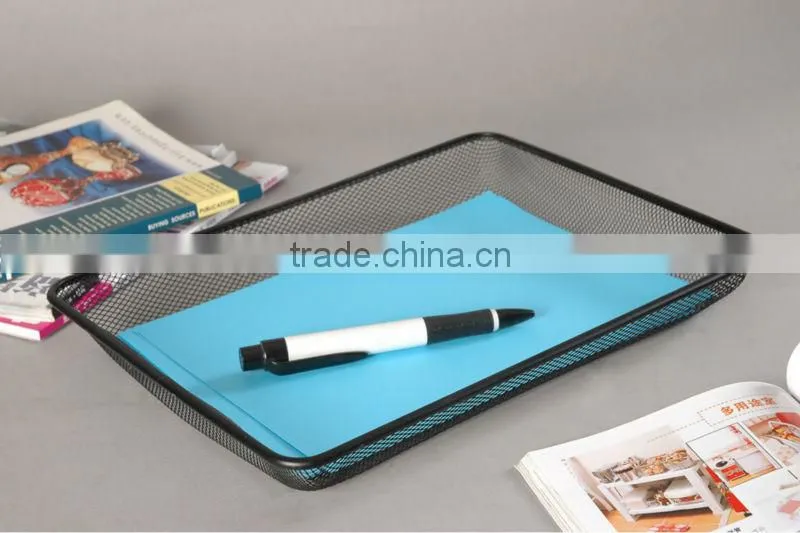 Black Metal Wire Mesh Office Accessories Document Tray, A4 Paper Tray
