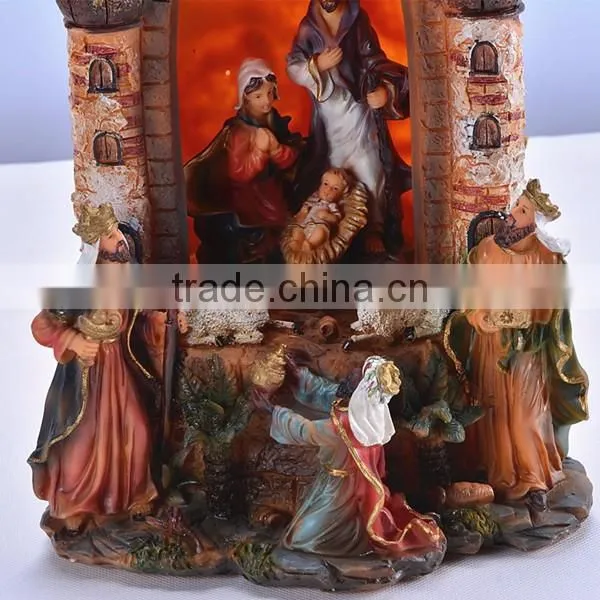 Resin religious indoor ornaments bethlehem scene christmas nativity set
