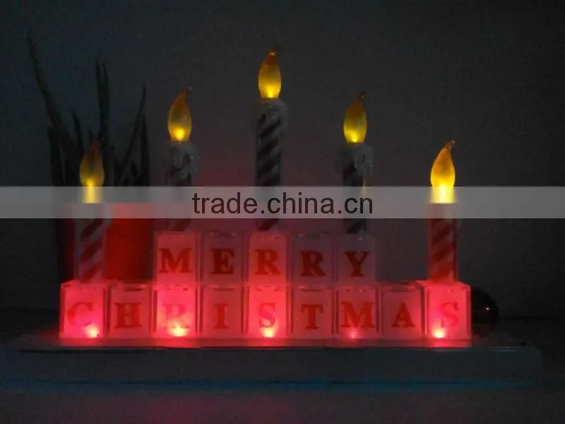 christmas candle holder christmas decoration LED lighted candle color changing