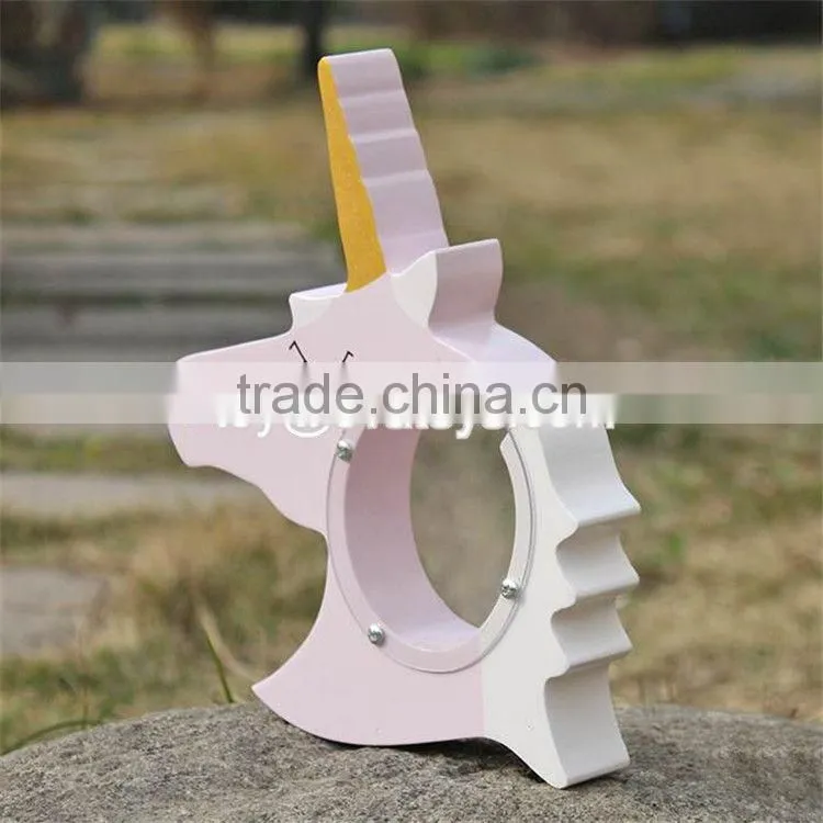 New design lovely wooden unicorn piggy bank for kids W02A257