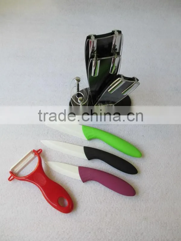 3"+6"+Peeler+ Knife Holder Sharp Kitchen Ceramic Cutlery Knives Set
