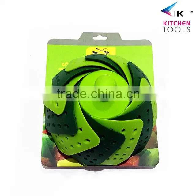 Hot sale plastic adjustable steamer PP+silicone food grade vegetable steamer