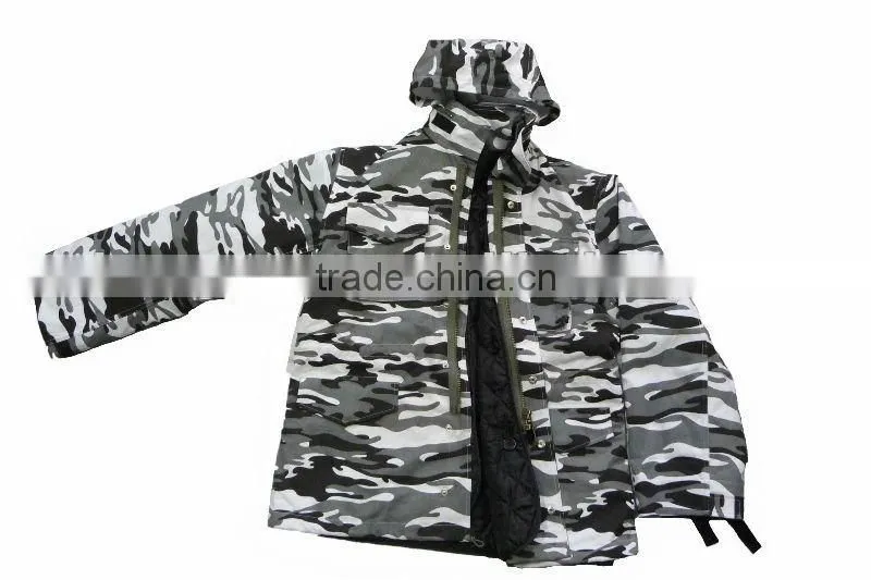 Directly factory povided military camouflage printing M65 Jacket with quilt liner; hunting quilted jacket for winter season