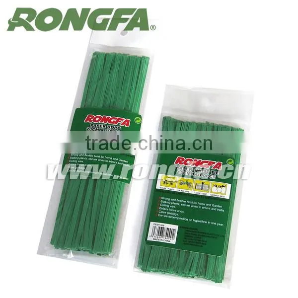 6mm x 15cm gardening use green paper twsit ties for machine