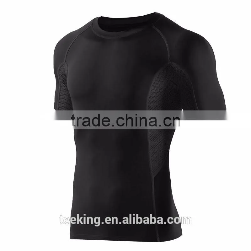Sports raglan sleeve mens compression t shirts