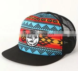 Aztec fashion trucker hat custom flat brim snapback trucker hat
