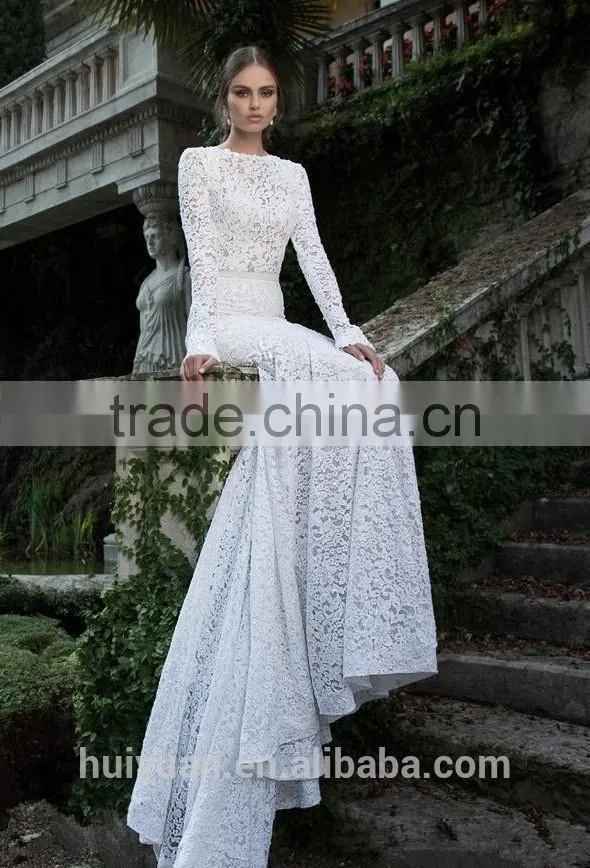 sex lace mermaid bridal muslim hijab long sleeve wedding dress