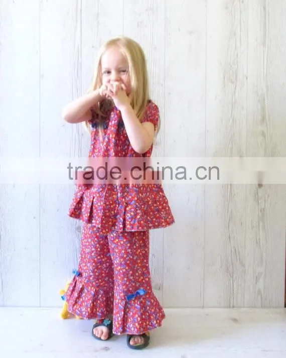 Wholesale Girls Ruffle Pants sets With Printed Ruffle Boutique Clothing