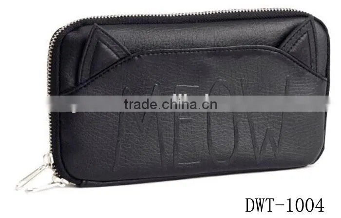Lady new popular PU leather hot wallet with cat pouch