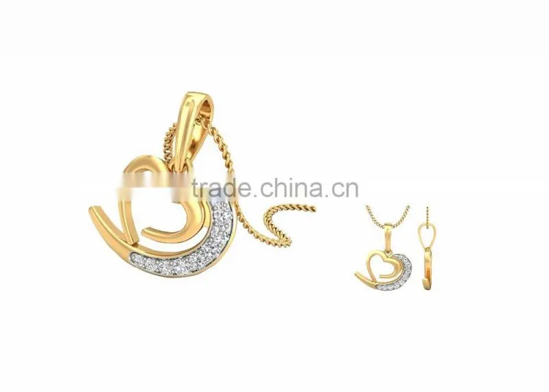 Indian Gold Plated CZ Studded Double Heart Pendant