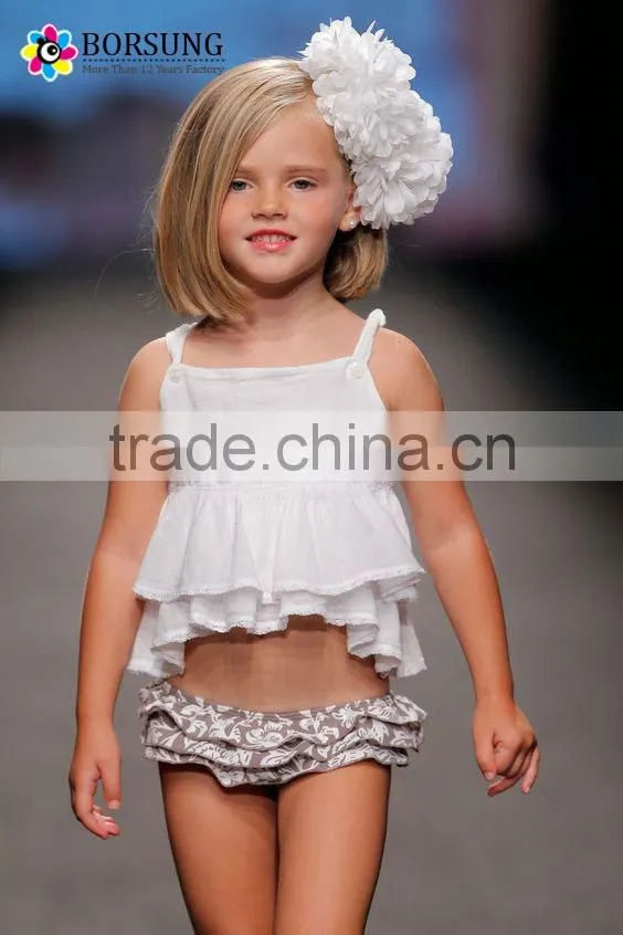 Custom newborn baby clothing baby girls fashion cotton braces ruffle skirt for children suit