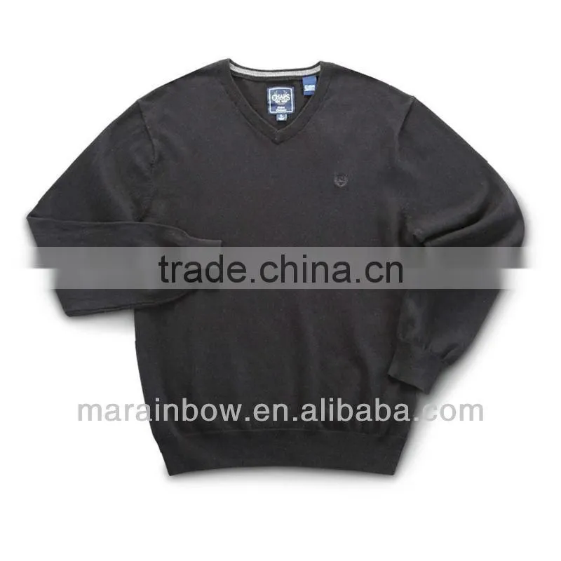 Plain design 100% cotton Cashmere blend V neck Sweater for men