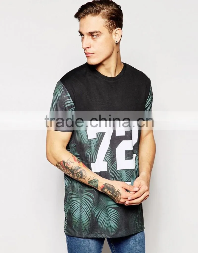 palm tree printing longline t shirts for man