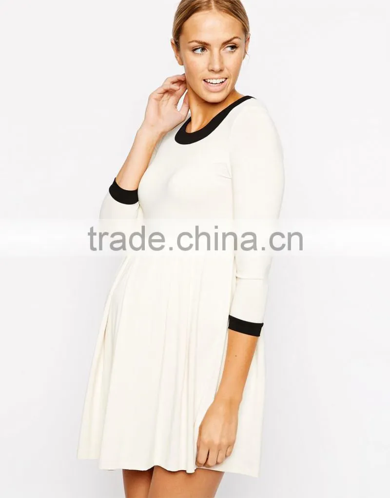 Maternity Skater Dress with Contrast Neck and Cuff China supplier