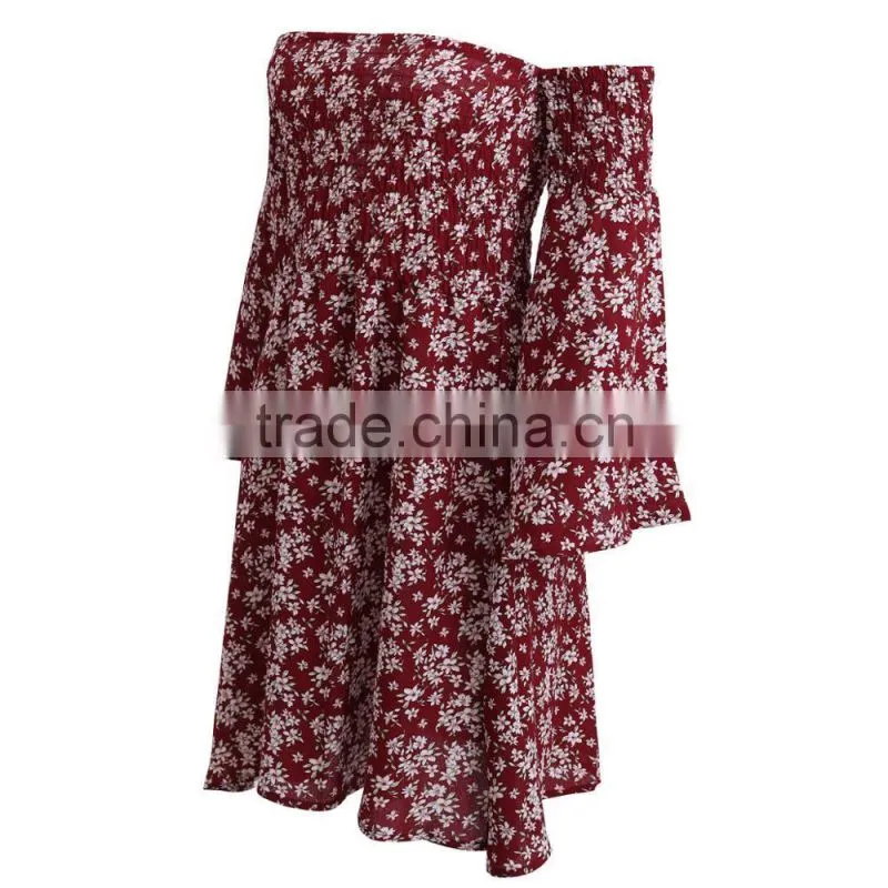 High Quality Styles Floral Off-Shoulder Dress Latest Dress Patterns Ladies for wholesale