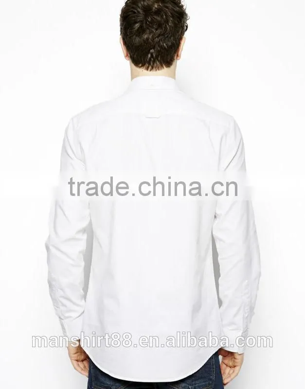 2016 wholesale 100% cotton button down collar long sleeve men's white oxford shirt