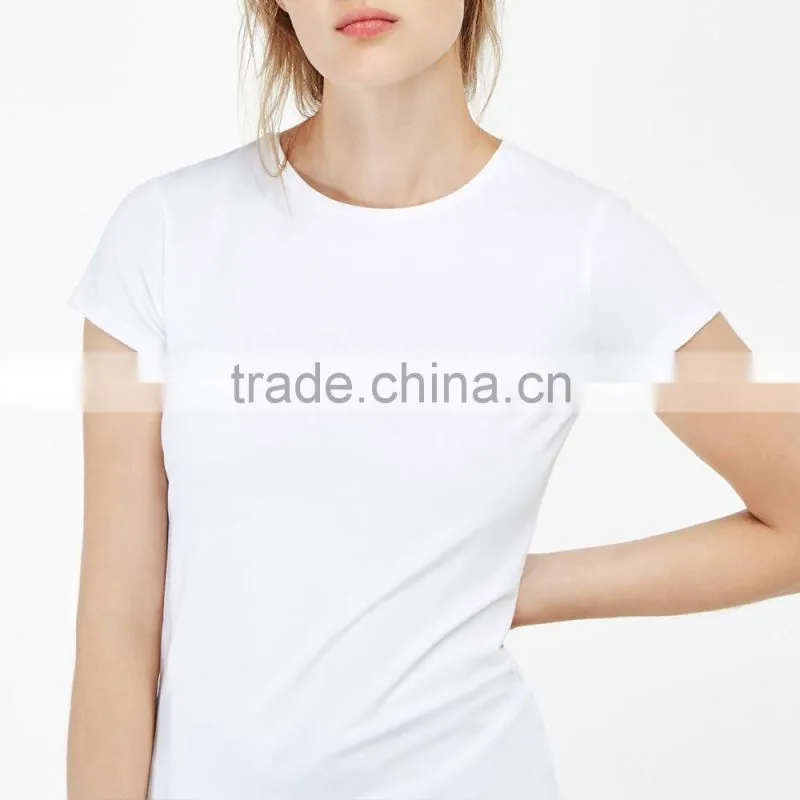 OEM Facotory china Wholesale Casual Customized Crew Neck Short Sleeve 95 cotton /5 elastane blank t-shirt women