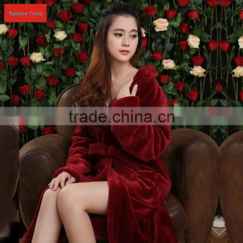 microfiber coral velvet bathrobes for women