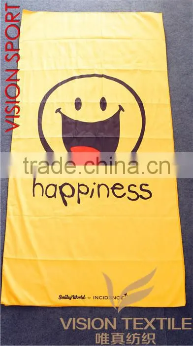 100% MICROFIBER BEACH TOWEL PRINTING WITH SMILEY FACE