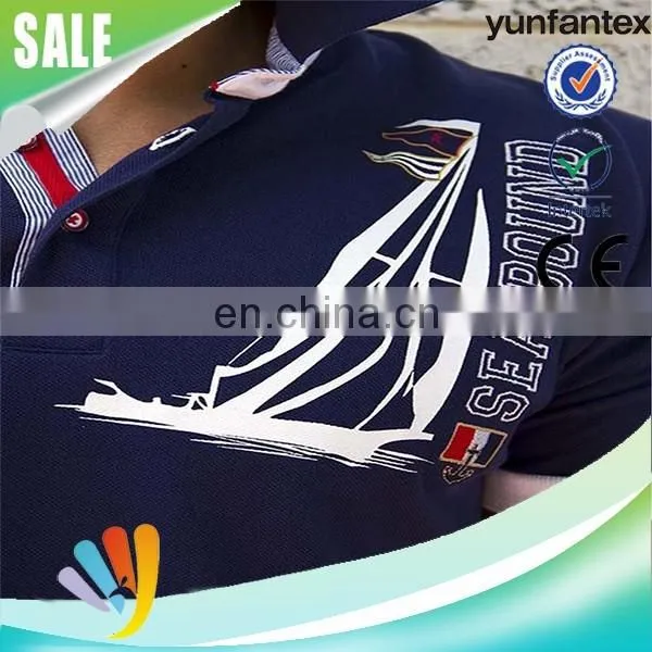 2017 latest new fashion blue and red emb shirt