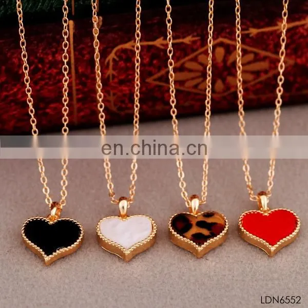Cute couple love heart enamal Valentine's Day pendant necklace