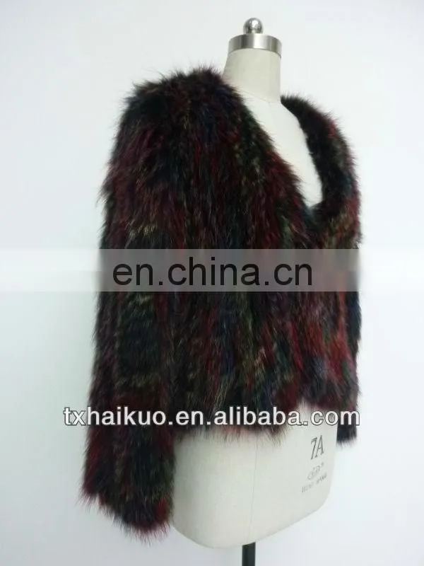2013 latest genuine raccoon fur knitting jacket