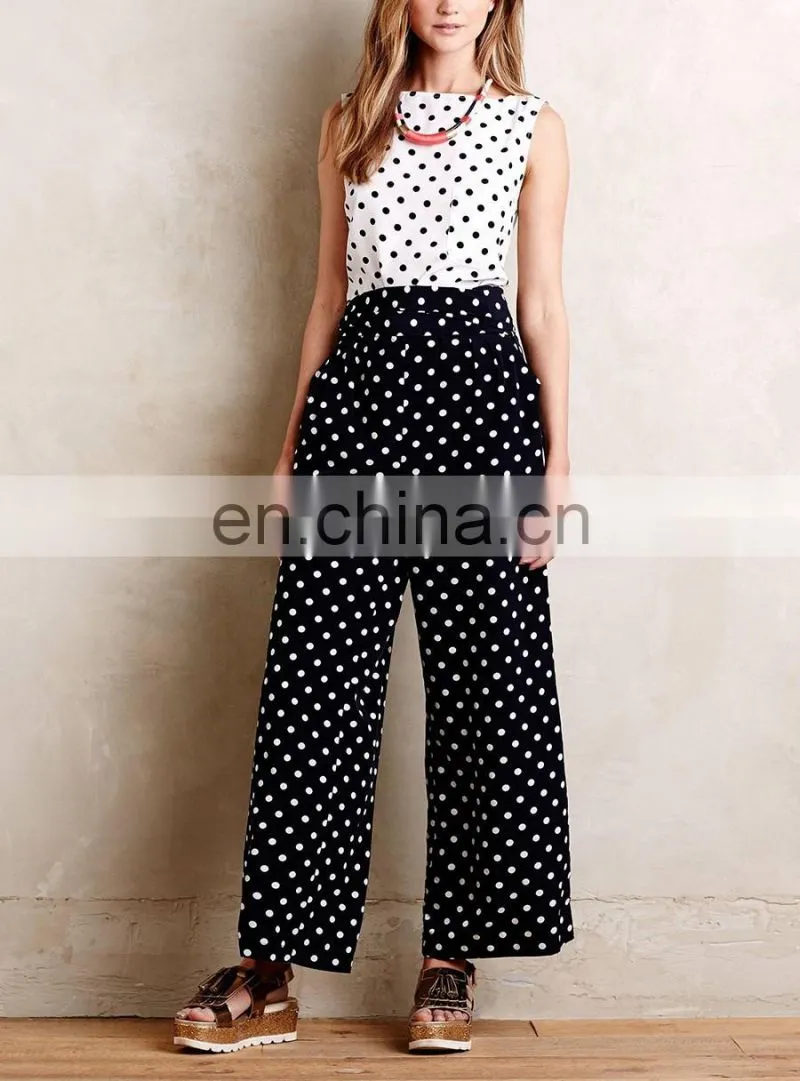 Factory price plain cotton pokka dot white sleeveless women shirt