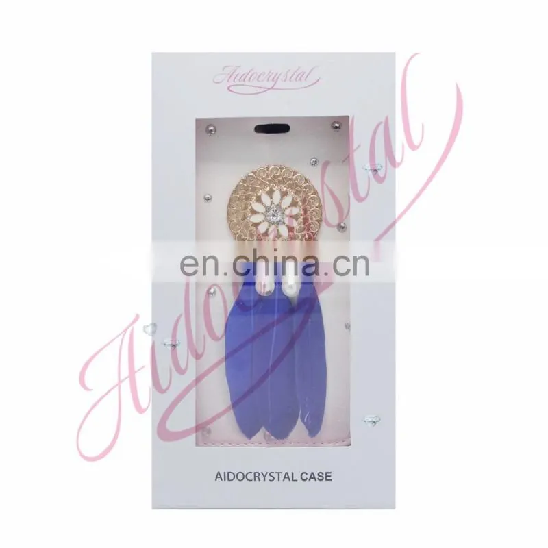 Aidocrystal blue feather dreamcatcher Luxury Magnetic Cover New Flip Wallet pu Leather For I7 7Plus Case Fundas With Card