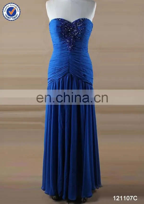 wholesale royal bule sweet heart neckline long evening dress made in China