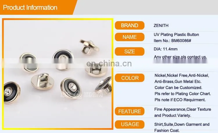 UV Plating Resin Button with Rhinestone BA60086