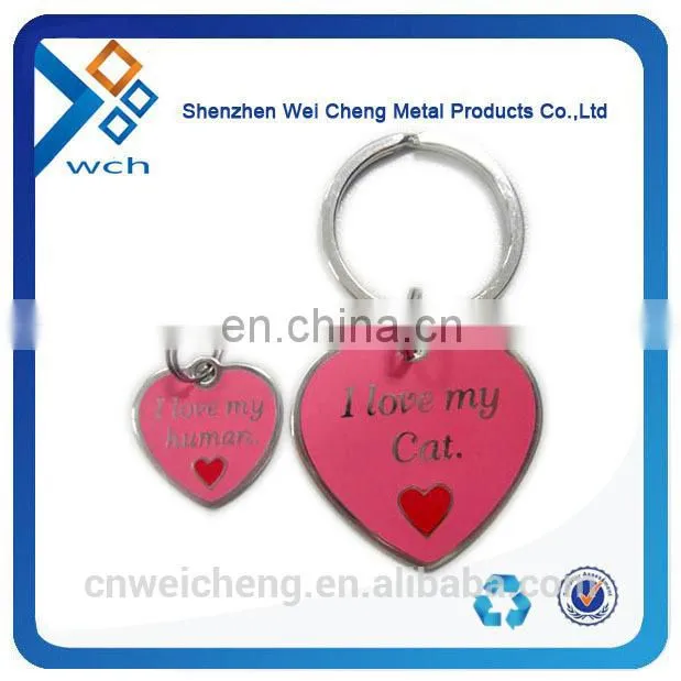 engraved logo heart shape keychain