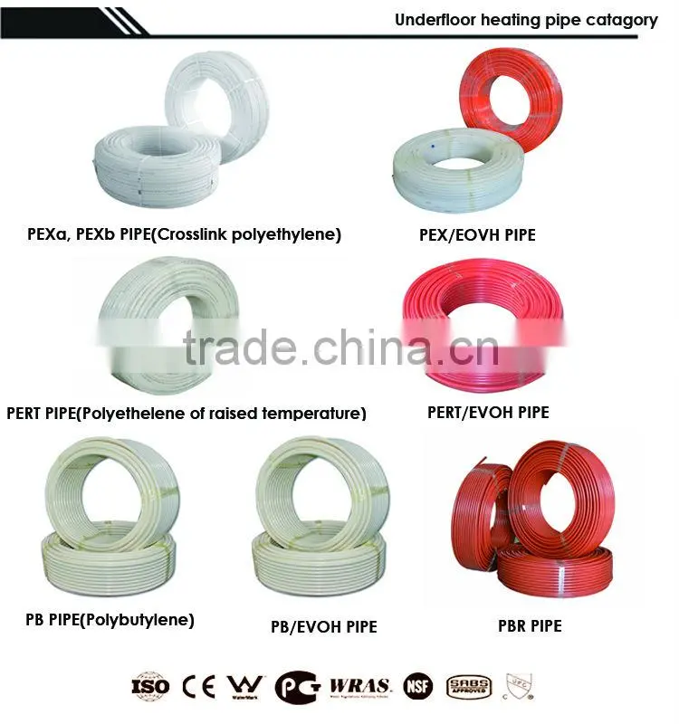 Crosslinking 16x2.2 pex flexible hot water pipe