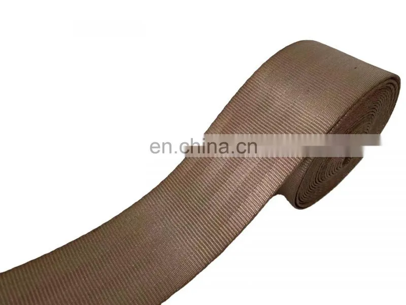Factory OEM custom 47mm Tan color Four Twill high tenacity Polyester /Nylon webbing tape for Airplane Car seat Belt