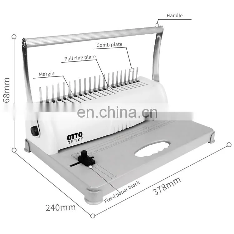 Hot Sale Manual Plastic Comb Binding Machine A4 Size Comb Binder Packing 21 Holes Paper Netbook Binding Machine
