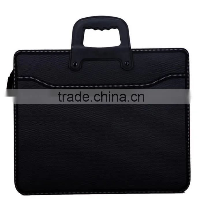 Leather zipper briefcase with handle