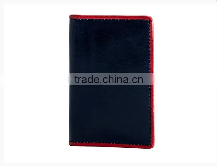 Top quality bifold simple design slim genuine leather card holder